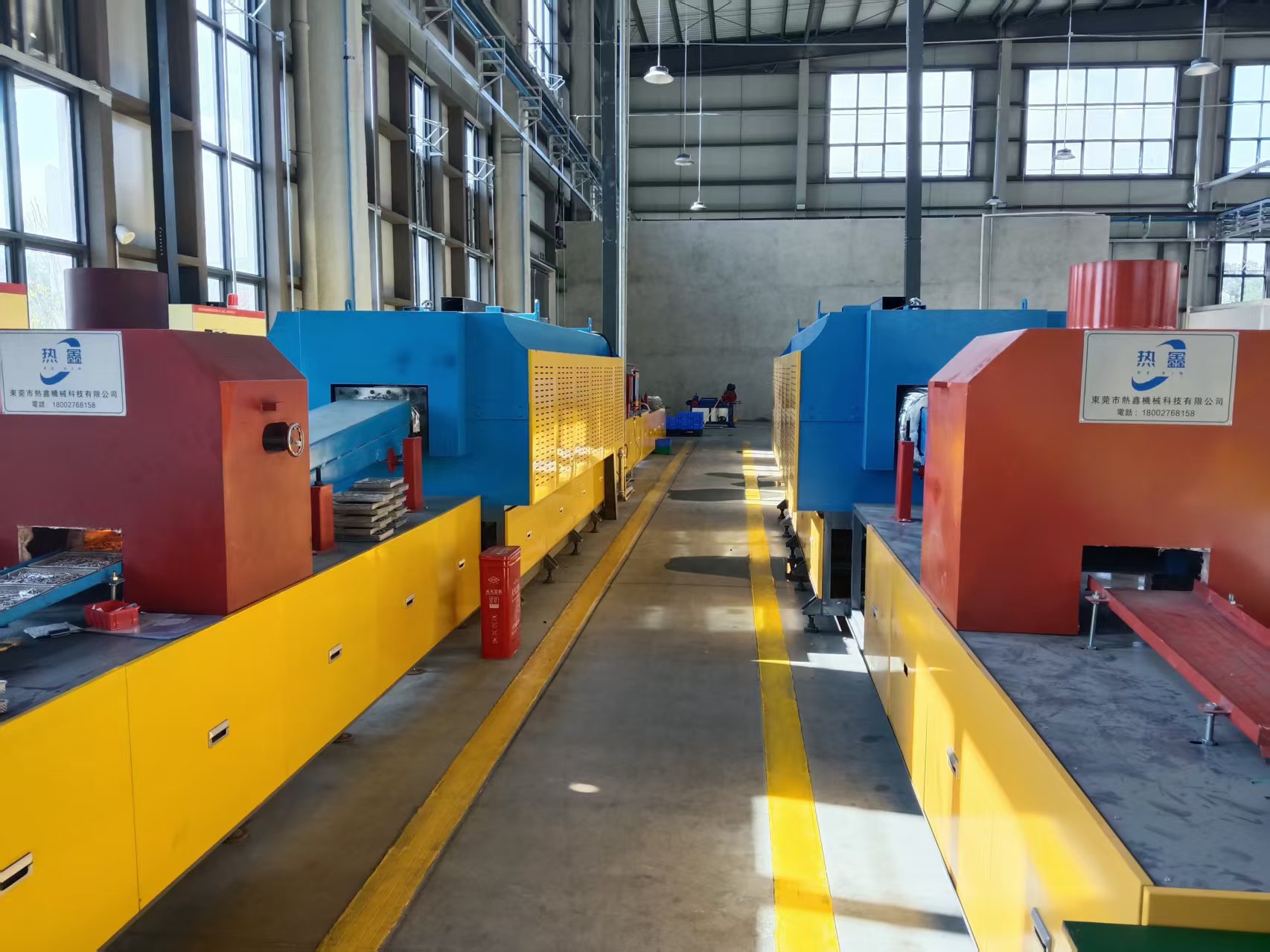 Side view of a continuous furnace line at the customer site